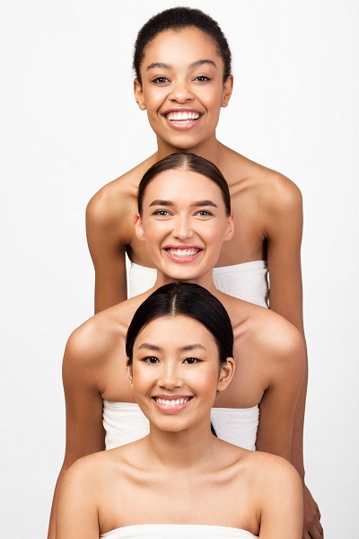 Group of women for skincare products