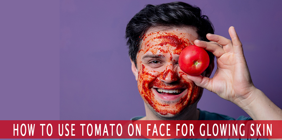 Man with tomato face mask