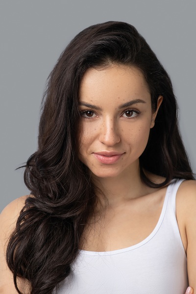 Pretty brunette in white top