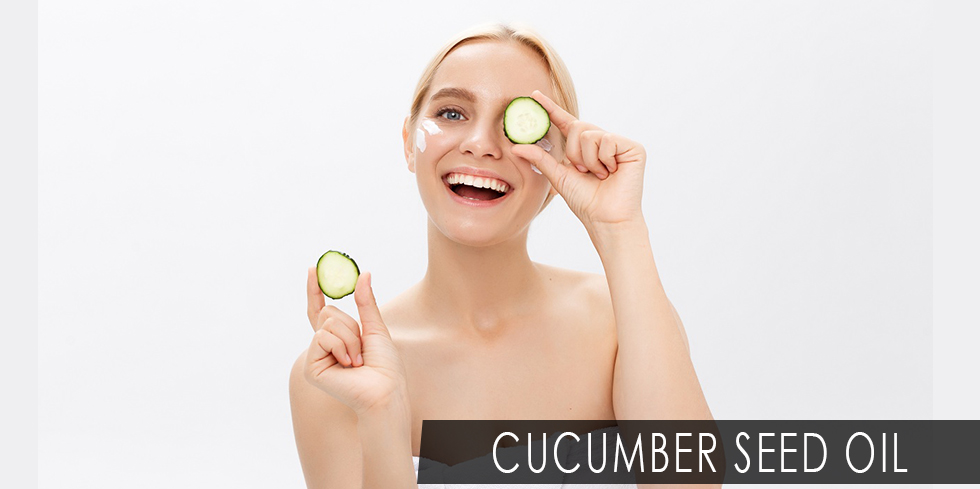 Woman holding cucumber cuts